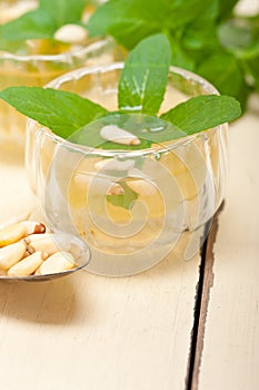 Arab traditional mint and pine nuts tea