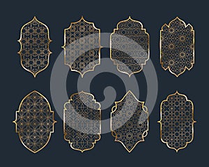 Arab windows with gold geometric patterns