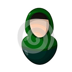 Arab woman in hijab. Avatar of Muslim girl covered with scarf for social network profile without face