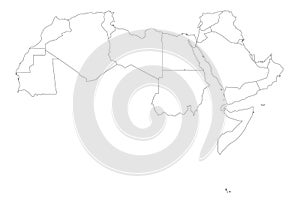 Arab World states political map. 22 arabic-speaking countries of the Arab League. Northern Africa and Middle East region