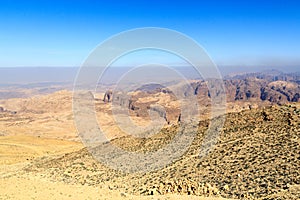 Arabah valley desert panorama with mountains, Jordan