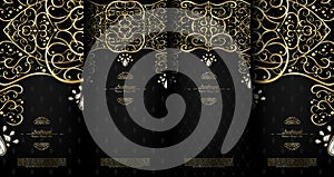 Arabesque abstract islamic element classy black and gold with di