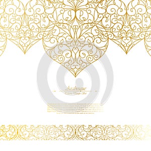 Arabesque eastern element vintage white and gold background vector