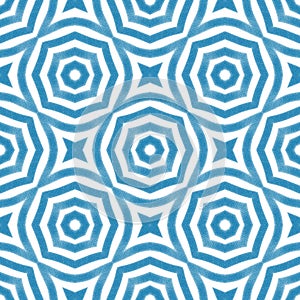 Arabesque hand drawn pattern. Blue