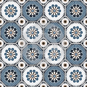 Arabesque octagonal floral seamless pattern background vector de