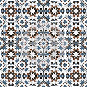 Arabesque octagonal seamless pattern mosaic background vector de