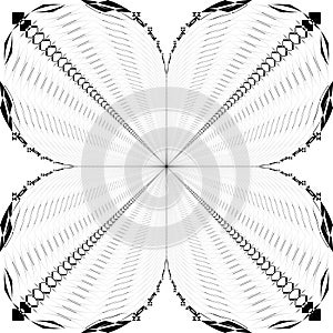 Arabesque pseudo tridimensional wired butterfly  target structure illusion on transparent background