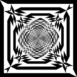 Arabesque target tridimensional cross like inception abstract cut art deco illustration 5