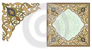 Arabesque Vector - Ornamental eastern design, border frame, colored