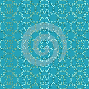 Arabesque vignettes seamless pattern. Turquoise