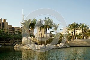 Arabian architecture of a luxurious hotel in Dubai, UAE