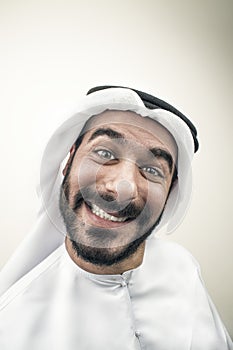 Arabian businessman Smiling, Arabian guy with silly expression