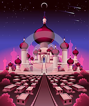 Arabian castle in the night