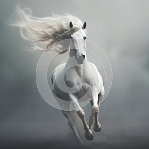 Arabian horse galloping on mystical background