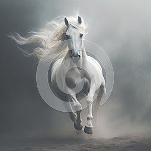 Arabian horse galloping on mystical background