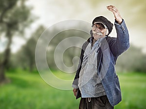Arabian lebanese farmer proud of his land