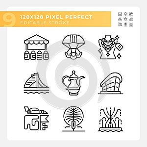 Arabian luxury lifestyle linear icons set