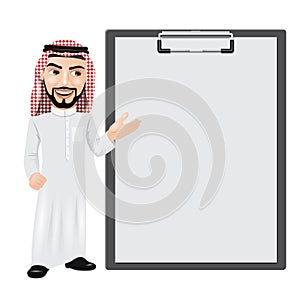 Arabian Man with Blank Paper on a Clipboard