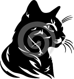 Arabian Mau Cat Black Silhouette Generative Ai
