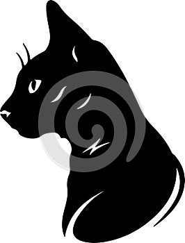 Arabian Mau Cat Black Silhouette Generative Ai