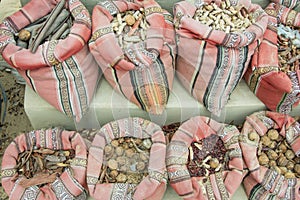 Arabian middle east spices in the sacks