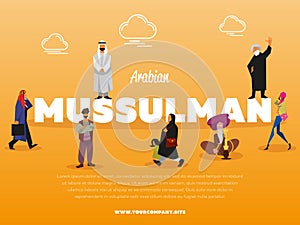 Arabian mussulman banner with people