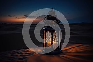 Arabian Nights: Enchanting Lanterns in the Desert. Generative AI