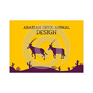 Arabian oryx antelope desert animal silhouette design vector illustration