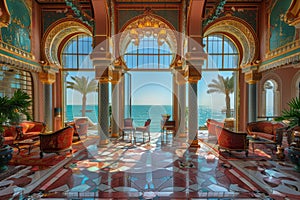 Arabian Palace Sea View, Grand Hamam, Hotel, Luxurious Oriental Interiors Arab Palace, Copy Space