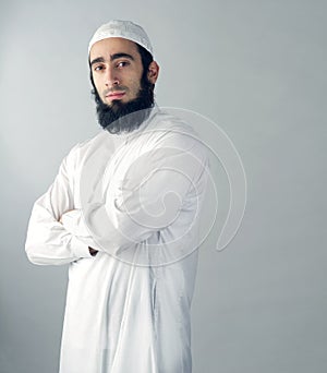 Arabian religious muslim man isolated photo