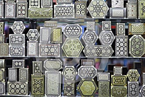 Arabian souvenirs metal boxes
