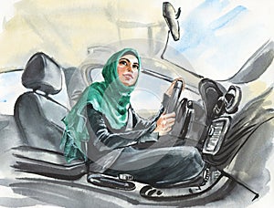 Arabian woman in the car