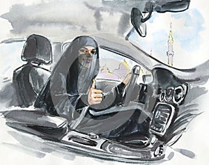Arabian woman in the car
