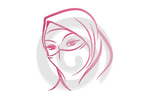 Arabian Woman in Hijab sketch vector art.