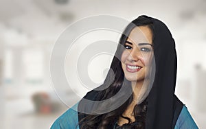 Arabian woman wearing Abaya, Stylish arabian woman wearing hijab