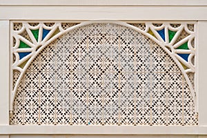 Arabic arch door woodcut trellis panel stencil lattice engraving decorative panel with oriental geometric pattern exterior