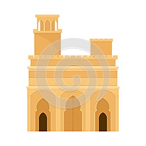 Arabic Architecture and Building with Geometric Ornament Vector Illustration