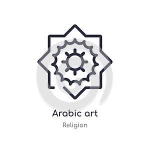 arabic art outline icon. isolated line vector illustration from religion collection. editable thin stroke arabic art icon on white