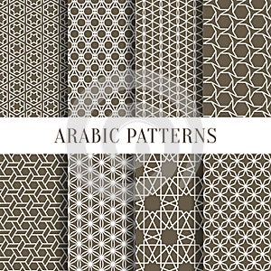 Arabic or asian seamless pattern set from simple geometric shapes. Vector illustration for your personal design project