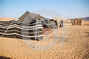 Arabic bedouin tents in the desert