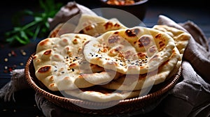 Arabic bread. Flat pita bread. Generative AI