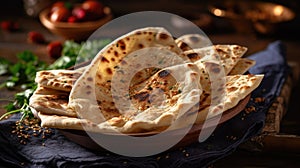 Arabic bread. Flat pita bread. Generative AI