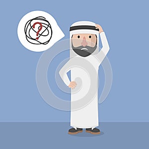 Arabic Businessman Confused Mind Color Illustration