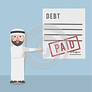 Arabic Businessman Paid The Debt Illustration