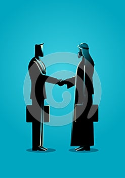 Arabic businessman shake hand with western businessman