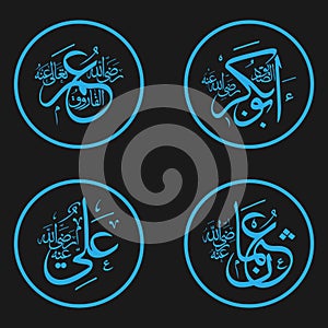 Arabic Calligraphy four hula e rashideen
