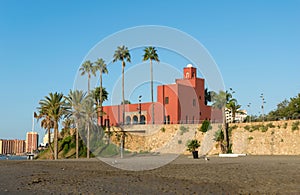 Arabic castle next to the sea.