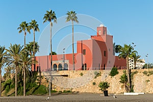 Arabic castle next to the sea.