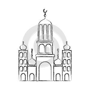 Arabic castle tower with moon