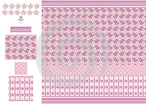 Arabic cat pink seamless pattern